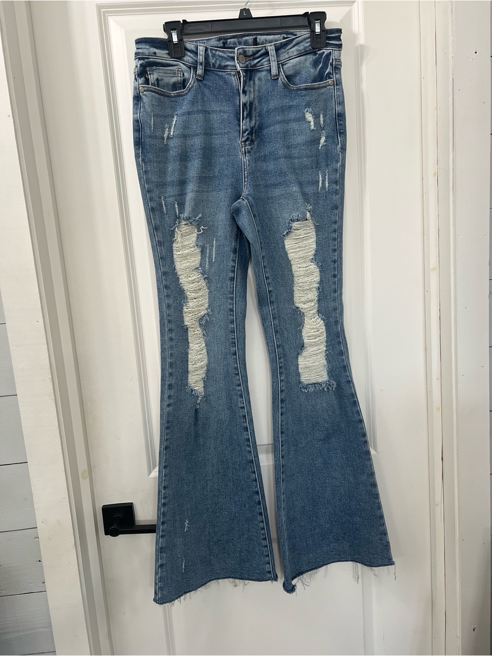 Judy Blue Light Blue Distressed Flare Jeans